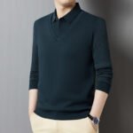 Polo a due pezzi stile t-shirt da uomo a maniche lunghe da papà t-shirt primavera e autunno a lappone sottile alla moda - immagine 2