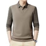 Polo a due pezzi stile t-shirt da uomo a maniche lunghe da papà t-shirt primavera e autunno a lappone sottile alla moda - immagine 5