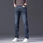 Pantaloni lunghi da uomo 2025 Jeans elasticizzato primavera e autunno casual pantaloni lunghi lisci da uomo in seta di ghiaccio sottile estate - immagine 2